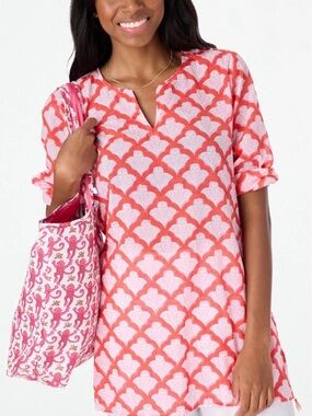 Roberta Roller Rabbit Pink and Coral top or swim cover up